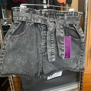 High Waist, paper bag retro wash shorts